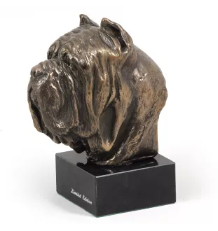 Mastino Napoletano, Neapolitanischer Mastiff - Hundestatue, Büste auf Steinsockel, Skulptur, Trophäe für Hundeausstellung der Marke Art-Dog