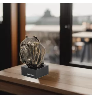 Mâtin napolitain, Mâtin de Naples, Napolitain - Statue de chien, buste sur socle en pierre, sculpture, trophée pour exposition canine par la marque Art-Dog