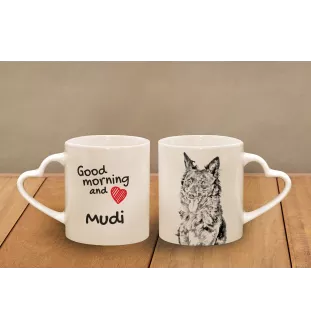 Mudi - Tasse mit Hund, entzückende Tasse mit herzförmigem Henkel, universelles Geschenk der Marke Art-Dog