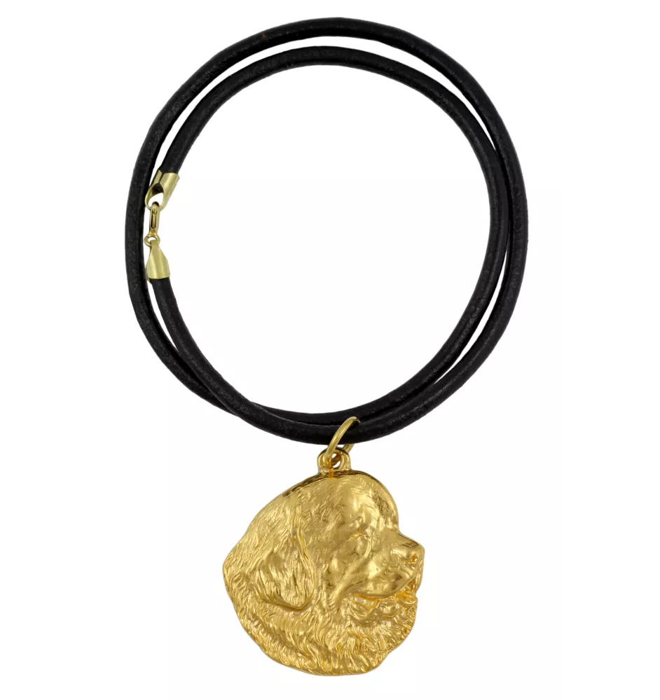 Chien de Terre-neuve, retriever de Terre-Neuve - Collier pour chien, pendentif plaqué or pour fan de chien, bijoux uniques de la marque Art-Dog