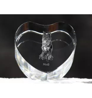Mudi - une photo de chien dans un cristal, un cœur en cristal, un cadre photo exceptionnel de la marque Art-Dog