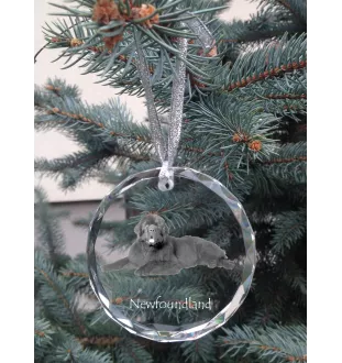 Neufundländer, Newfoundland - Kristallkugel mit Foto, Hundebild im Kristall, personalisierter Christbaumschmuck von Art-Dog.