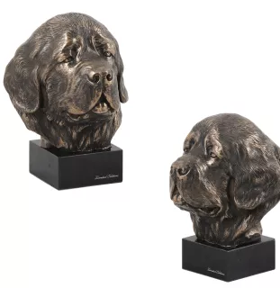 Neufundländer, Newfoundland - Hundestatue, Büste auf Steinsockel, Skulptur, Trophäe für Hundeausstellung der Marke Art-Dog