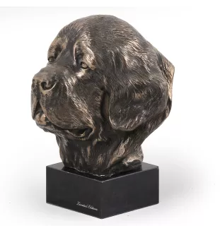 Neufundländer, Newfoundland - Hundestatue, Büste auf Steinsockel, Skulptur, Trophäe für Hundeausstellung der Marke Art-Dog