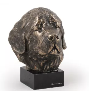 Neufundländer, Newfoundland - Hundestatue, Büste auf Steinsockel, Skulptur, Trophäe für Hundeausstellung der Marke Art-Dog