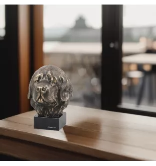 Neufundländer, Newfoundland - Hundestatue, Büste auf Steinsockel, Skulptur, Trophäe für Hundeausstellung der Marke Art-Dog