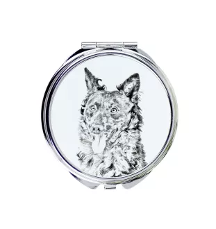 Mudi - Pocket mirror with a dog, personalized mirror for a purse, compact mirror with Art-Dog brand print.