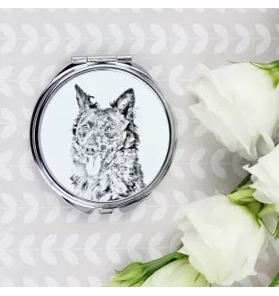 Mudi - Pocket mirror with a dog, personalized mirror for a purse, compact mirror with Art-Dog brand print.