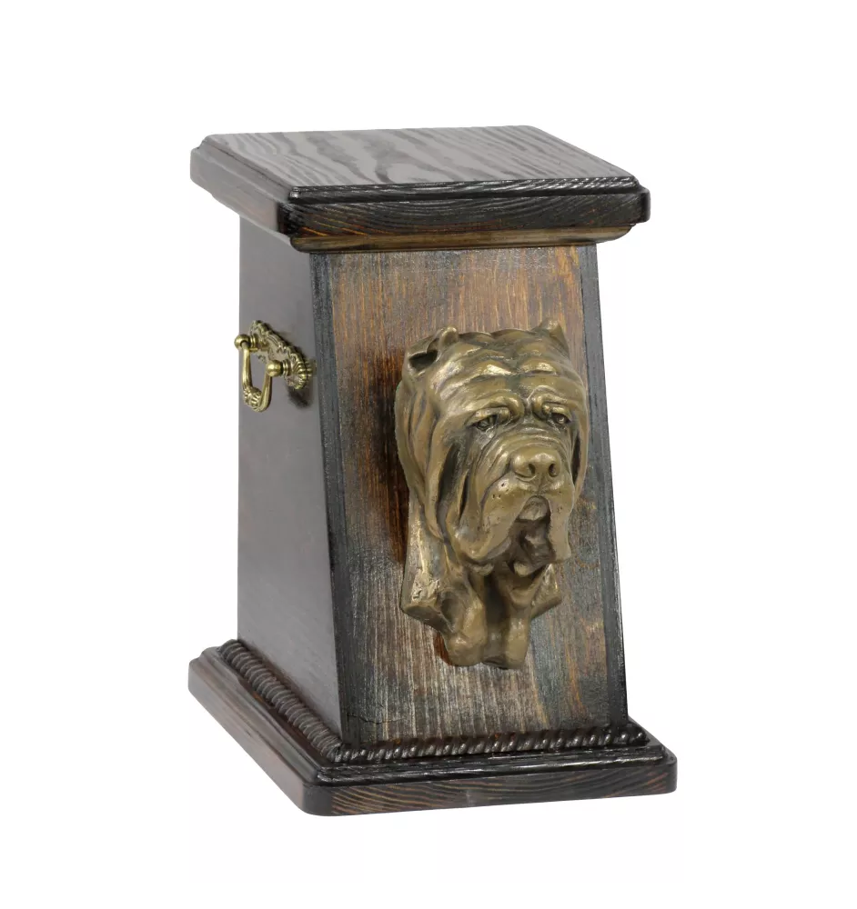 Neapolitan Mastiff, Mastino Napoletano - urn for dog ashes, elegant urn with a statue, commemorative urn with a bust of a dog by Art-Dog brand
