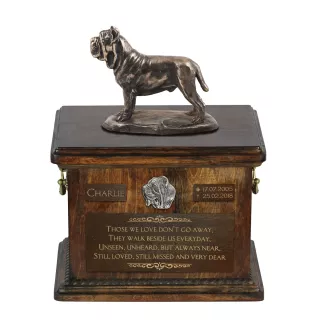 Neapolitan Mastiff, Mastino Napoletano - urn for dog ashes, urn with a statuette, personalized urn for dog ashes by Art-Dog brand
