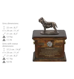 Neapolitan Mastiff, Mastino Napoletano - urn for dog ashes, urn with a statuette, personalized urn for dog ashes by Art-Dog brand