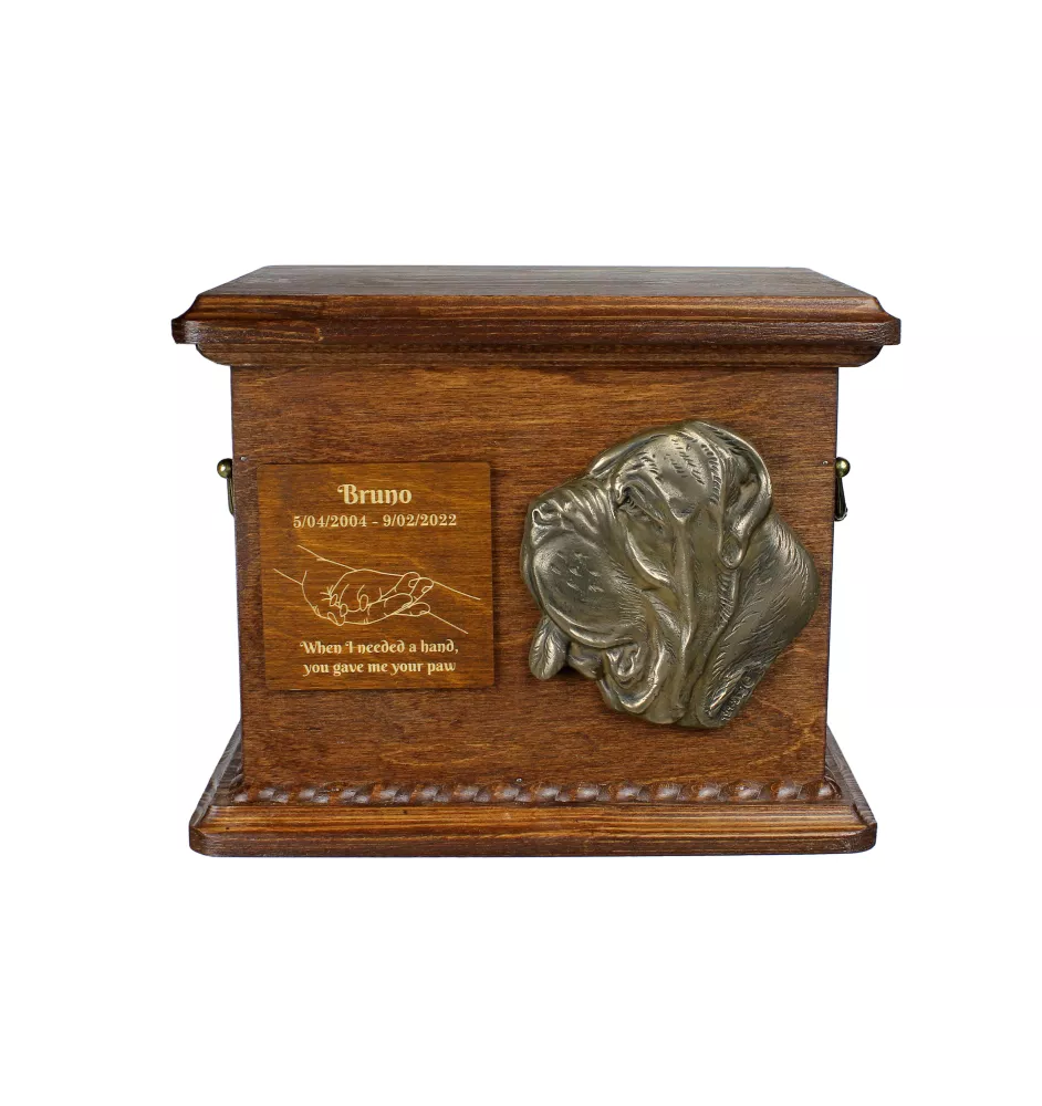 Mastino Napoletano, Neapolitanischer Mastiff Personalisierte Hundeurne mit Gravur und Relief, Erinnerungsbox für Hundeknochen von der Marke Art-Dog
