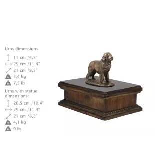 Nowofundland drewniana niska urna Art-Dog