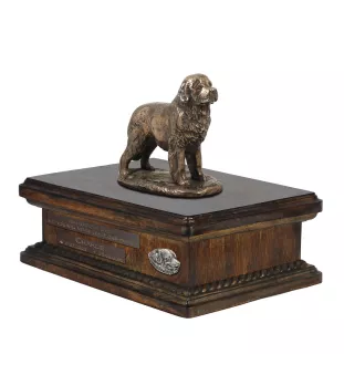 Neufundländer, Newfoundland urne in Hundeasche, personalisierte Urne mit Statue, Holzurne mit Hund von Art-Dog