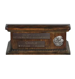 Newfoundland, Newfs, Newfies - urn for dog ashes, personalized urn with a statue, wooden urn with a dog by Art-Dog brand