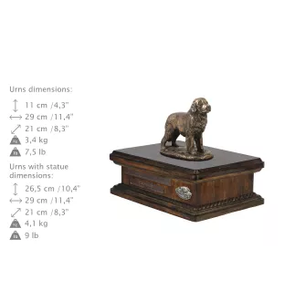 Newfoundland, Newfs, Newfies - urn for dog ashes, personalized urn with a statue, wooden urn with a dog by Art-Dog brand