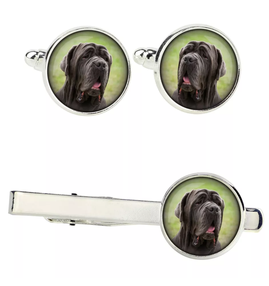 Neapolitan Mastiff, Mastino Napoletano - cufflinks and tie with your photo, a suit decoration, men's jewelry from the Art-Dog brand.
