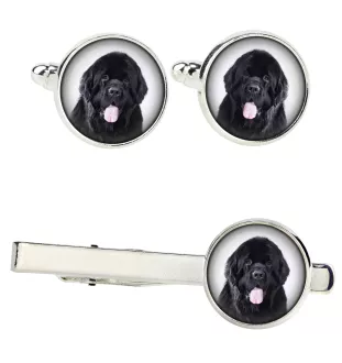 Chien de Terre-neuve, retriever de Terre-Neuve - Boutons de manchette et cravate avec votre photo, accessoire de costume, bijoux pour hommes de la marque Art-Dog.