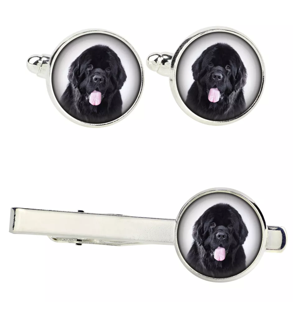 Chien de Terre-neuve, retriever de Terre-Neuve - Boutons de manchette et cravate avec votre photo, accessoire de costume, bijoux pour hommes de la marque Art-Dog.