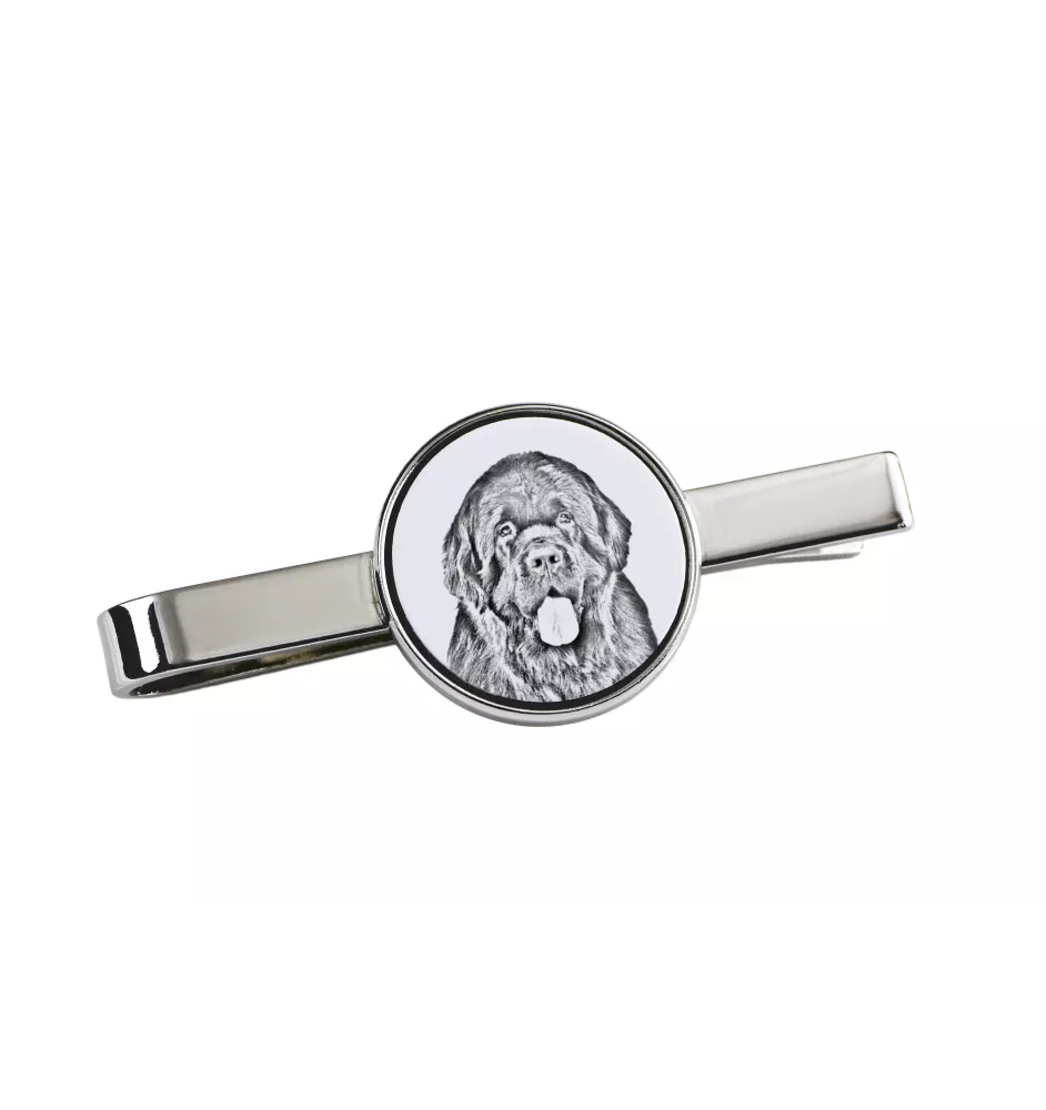 Nowofundland spinka do krawatu z psem Art-Dog
