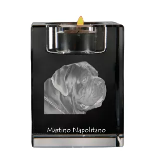 Neapolitan Mastiff, Mastino Napoletano - Candle holder with dog photo, crystal tealight holder, personalised gift by Art-Dog brand