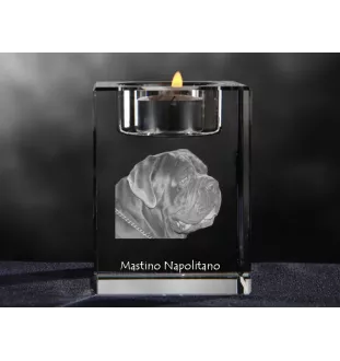 Mastino Napoletano, Neapolitanischer Mastiff - Kerzenhalter mit Hundefoto, Teelichthalter aus Kristall, personalisiertes Geschenk der Marke Art-Dog