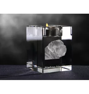 Mâtin napolitain, Mâtin de Naples, Napolitain - Bougeoir avec photo de chien, porte bougie en cristal, cadeau personnalisé par la marque Art-Dog