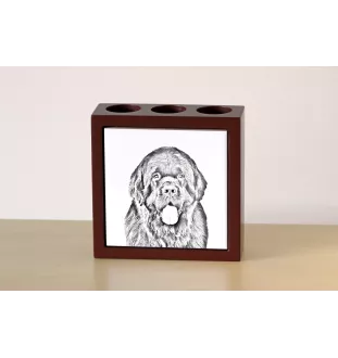 Newfoundland, Newfs, Newfies - pen holder with a dog, desk organizer with a print, personalized desk decoration from the Art-Dog brand.