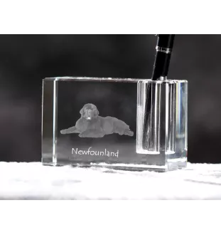 Neufundländer, Newfoundland - Stifthalter, Kristallorganizer mit Hundefoto, einzigartige Schreibtischdekoration der Marke Art-Dog
