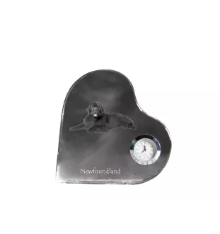 Newfoundland, Newfs, Newfies - crystal clock with a dog picture, heart-shaped shelf clock, personalized standing clock by Art-Dog brand