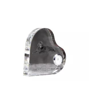 Neufundländer, Newfoundland - Kristalluhr mit einem Hundebild, Herzregal-Uhr, personalisierte Standuhr der Marke Art-Dog