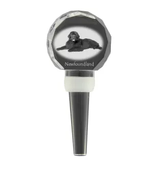 Newfoundland, Newfs, Newfies - Crystal bottle stopper, unique wine stopper with photo, personalised gift for sommelier by Art-Dog brand