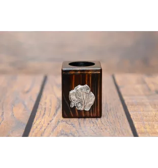 Mâtin napolitain, Mâtin de Naples, Napolitain - bougeoir en bois avec un chien, un souvenir unique après la perte d'un chien, une œuvre artisanale de la marque Art-Dog