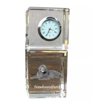 Newfoundland, Newfs, Newfies - crystal clock with a photo, a photo of a dog in crystal, personalized desk clock by Art-Dog brand