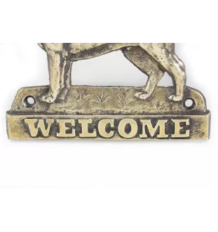 Neapolitan Mastiff, Mastino Napoletano - a door sign with a dog, a brass welcome plaque, a unique sign with the inscription Welcome from the Art-Dog brand