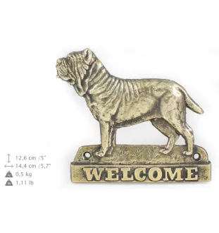 Mastino Napoletano, Neapolitanischer Mastiff - Türschild mit Hund, messingfarbenes Willkommensschild, einzigartiges Schild mit der Aufschrift Welcome von der Marke Art-Dog