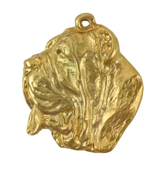 Neapolitan Mastiff, Mastino Napoletano - keychain and necklace with a dog in a box, high-quality gold-plated product, Art-Dog brand