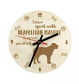 Neapolitan Mastiff, Mastino Napoletano - clock with a dog, wooden clock, wall clock for dog lovers, clock for desk and shelf, Art-Dog