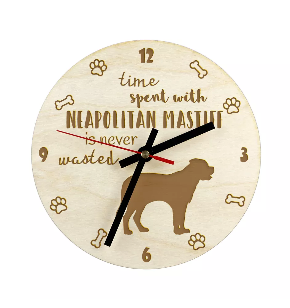 Neapolitan Mastiff, Mastino Napoletano - clock with a dog, wooden clock, wall clock for dog lovers, clock for desk and shelf, Art-Dog