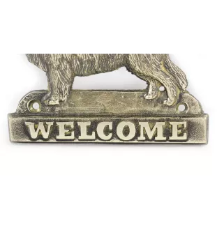 Chien de Terre-neuve, retriever de Terre-Neuve - une plaque de porte avec un chien, une plaque de bienvenue en laiton, une enseigne exceptionnelle avec l'inscription Welcome de la marque Art-Dog