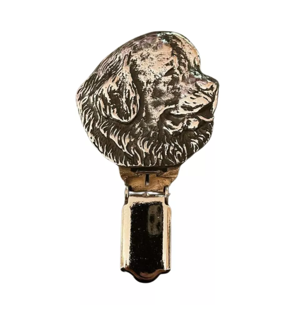 Neufundländer, Newfoundland - Brosche mit Clip, Startnummernhalter, versilberte Anstecknadel für Hundeausstellungen der Marke Art-Dog