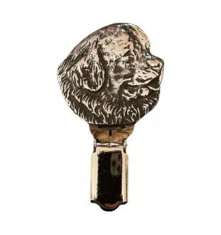 Newfoundland, Newfs, Newfies - brooch with a clip, holder for a start number, silver-plated dog show pin from the Art-Dog brand