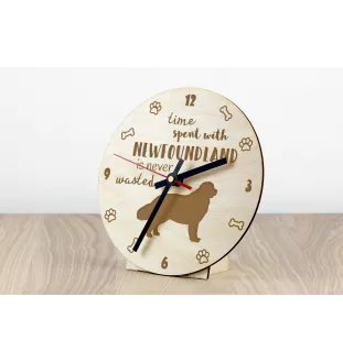 Newfoundland, Newfs, Newfies - clock with a dog, wooden clock, wall clock for dog lovers, clock for desk and shelf, Art-Dog