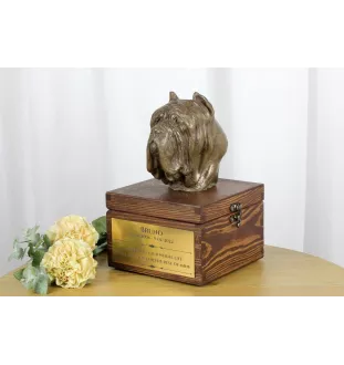 Mastino Napoletano, Neapolitanischer Mastiff - Eine Ascheurne für Hunde mit einer Statuette, eine kleine Urne für Hunde, eine personalisierte Urne mit dem Porträt eines Hundes von der Marke Art-Dog.