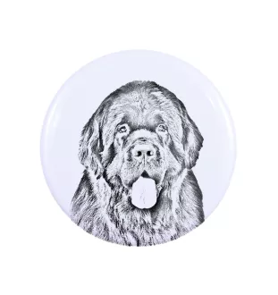 Neufundländer, Newfoundland Magnet mit einem Hundepfotenabdruck, außergewöhnlich leicht, starker Magnet, handgefertigtes Produkt der Marke Art-Dog