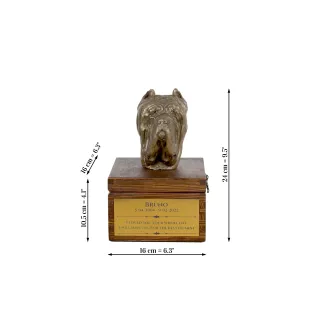 Mâtin napolitain, Mâtin de Naples, Napolitain - urne pour les cendres du chien avec une statuette, petite urne pour chien, urne personnalisée avec le buste du chien de la marque Art-Dog