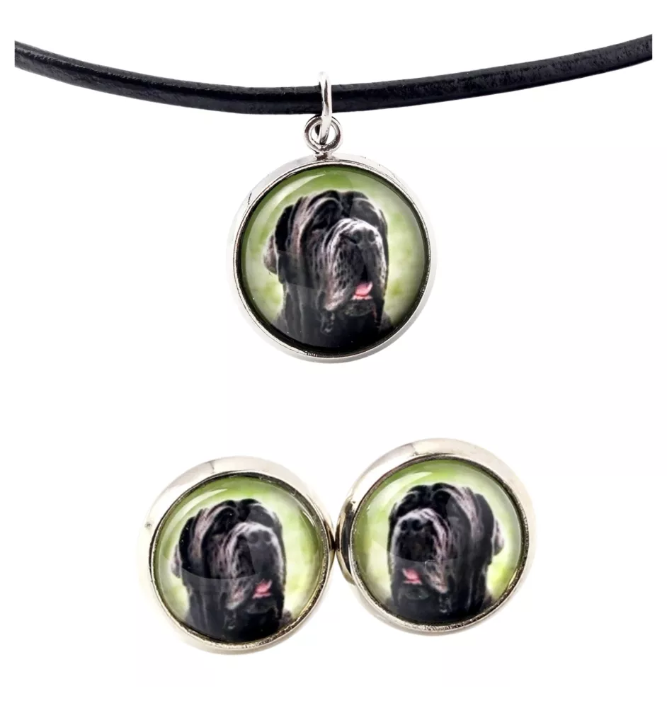 Mastino Napoletano, Neapolitanischer Mastiff - Schmuck mit Ihrem Foto-Box, Halskette und Ohrringe-Set, personalisierte Produkte der Marke Art-Dog.