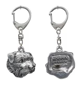 Norfolk Terrier - Silver-plated key ring with dog, handbag decoration, backpack pendant by Art-Dog brand