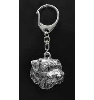 Norfolk Terrier - Silver-plated key ring with dog, handbag decoration, backpack pendant by Art-Dog brand