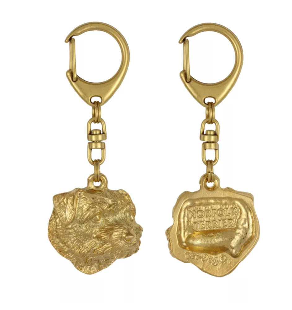 Norfolk Terrier - Vergoldeter Schlüsselanhänger mit Hund, Handtaschenschmuck, Luxus-Accessoire der Marke Art-Dog